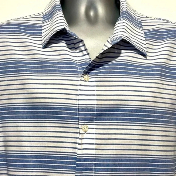 Bonobos Riviera Striped Short Sleeve Button Down Blue White Mens Slim XXL - Picture 3 of 10